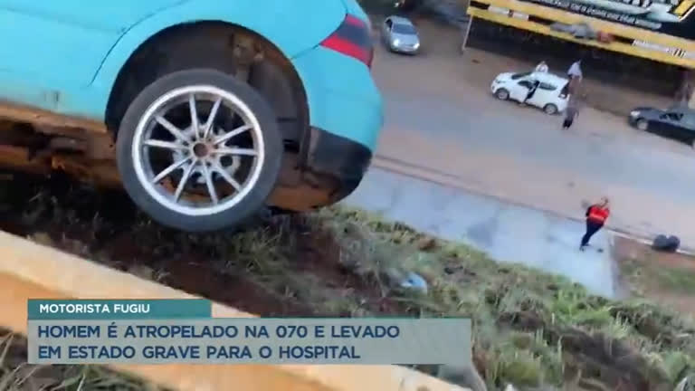 Local onde homem foi atropelado na BR-070 - Foto: Reprodução/Record TV 